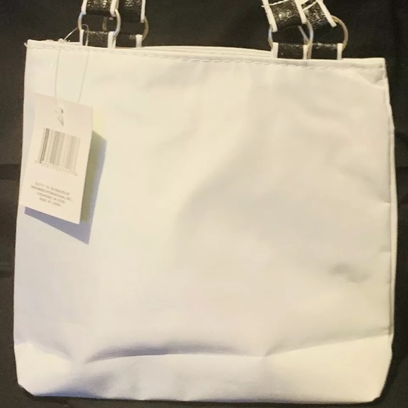 Black & White Small Tote Handbag Sassy & Chic Flower Jewels Purse Wedding - Picture 3 of 8